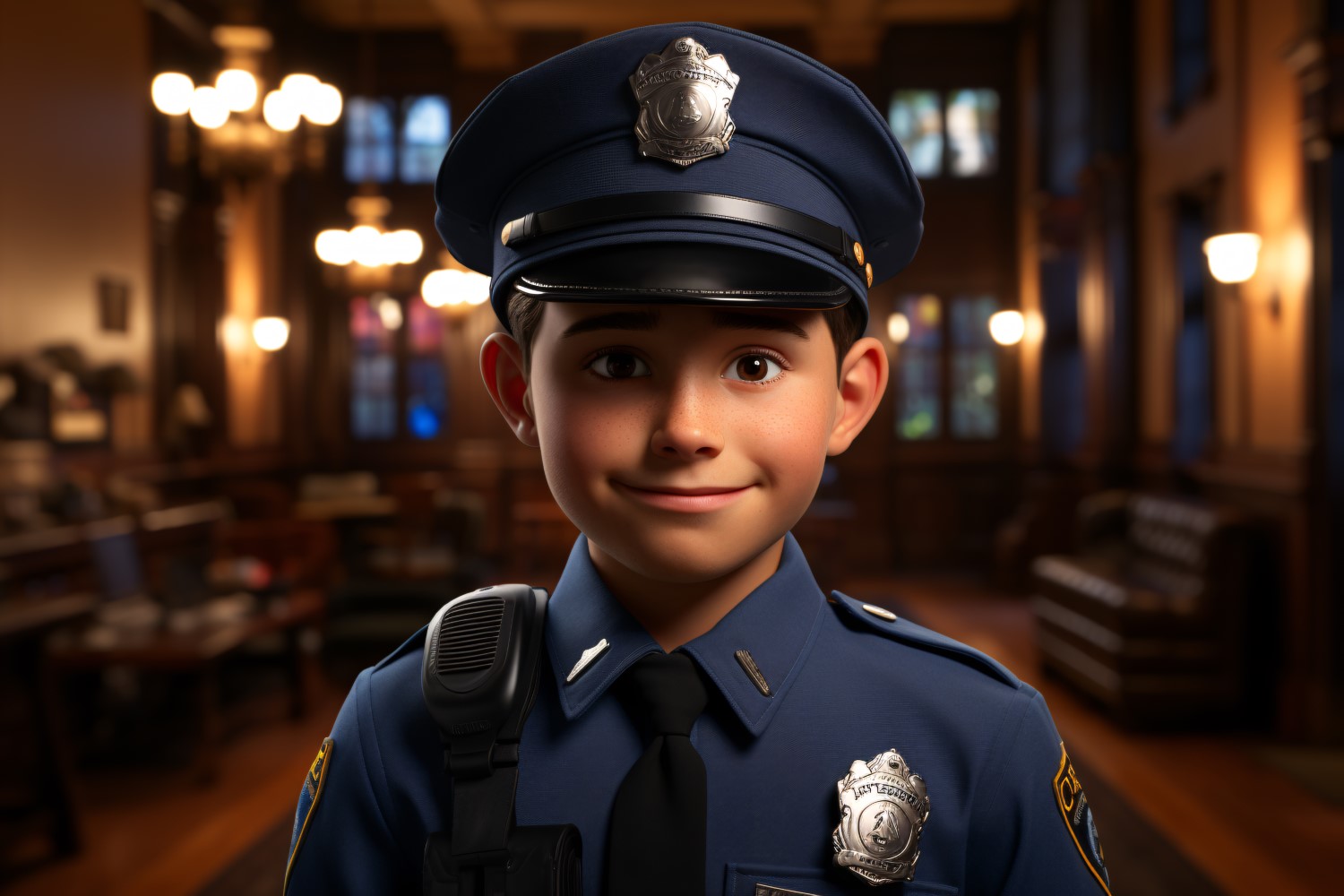 3D Character Boy Police_Officer with relevant environment 4