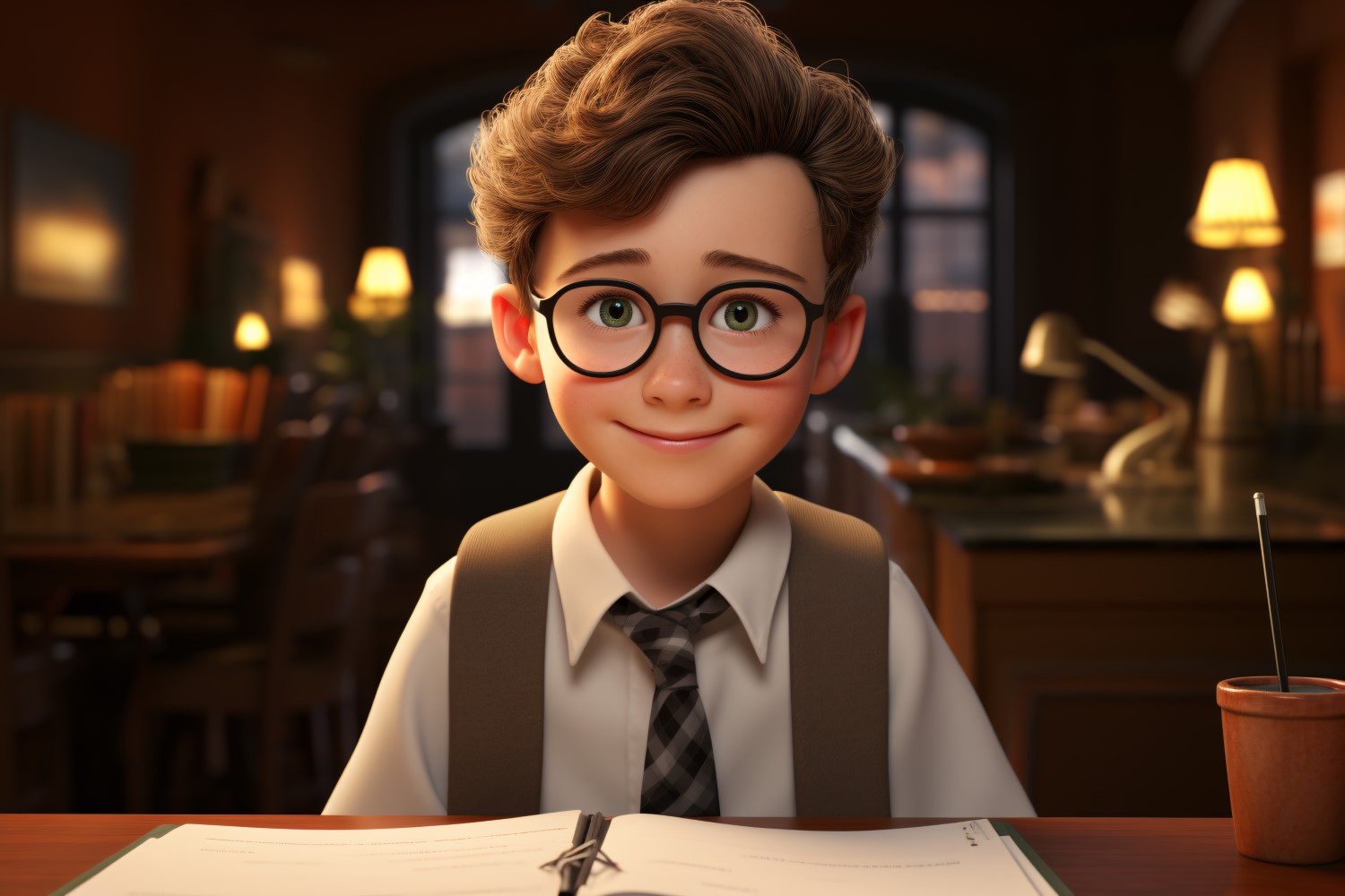 3D Character Boy psychologist with relevant environment 2