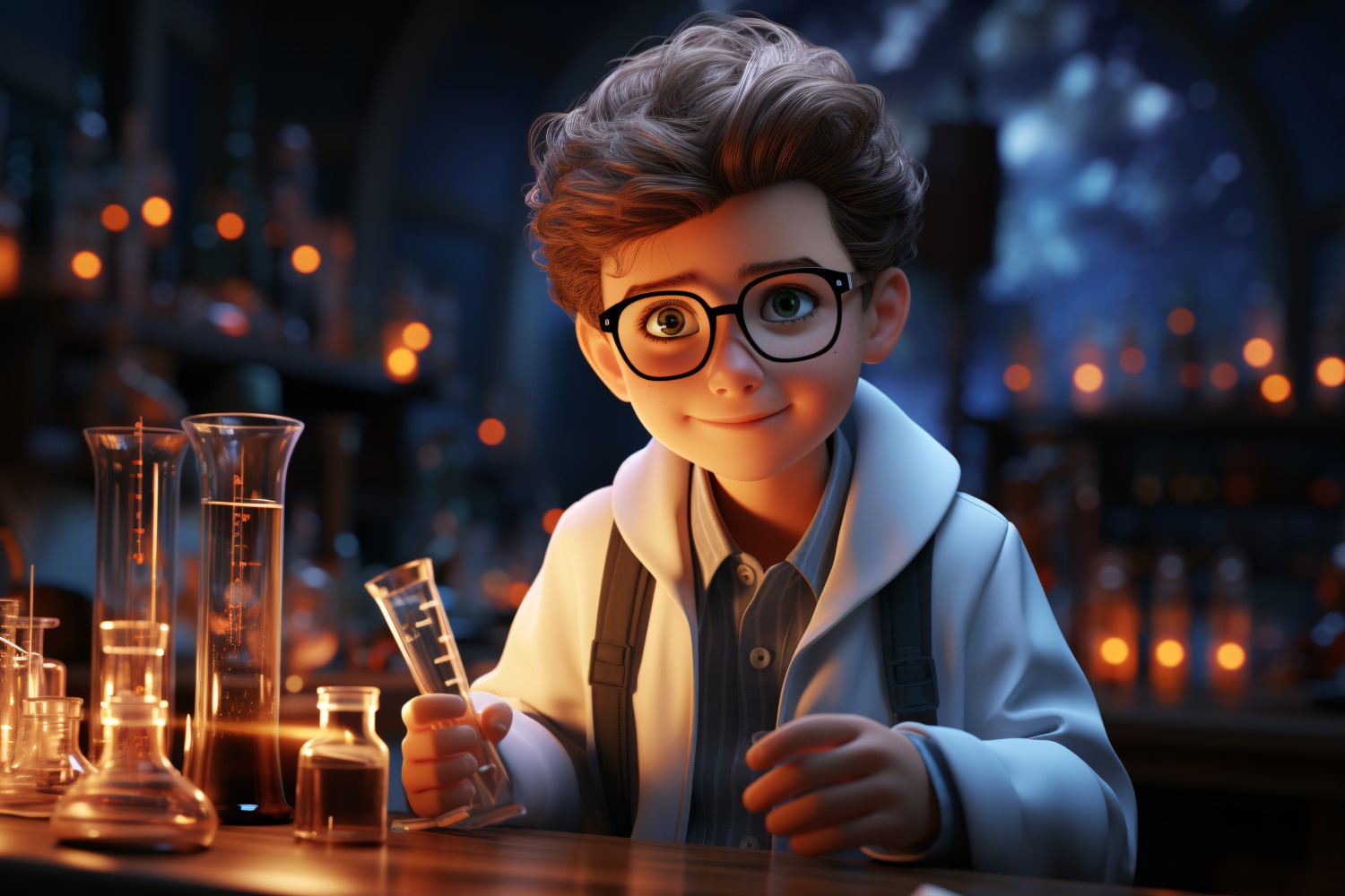 3D Character Child Boy scientist with relevant environment 10