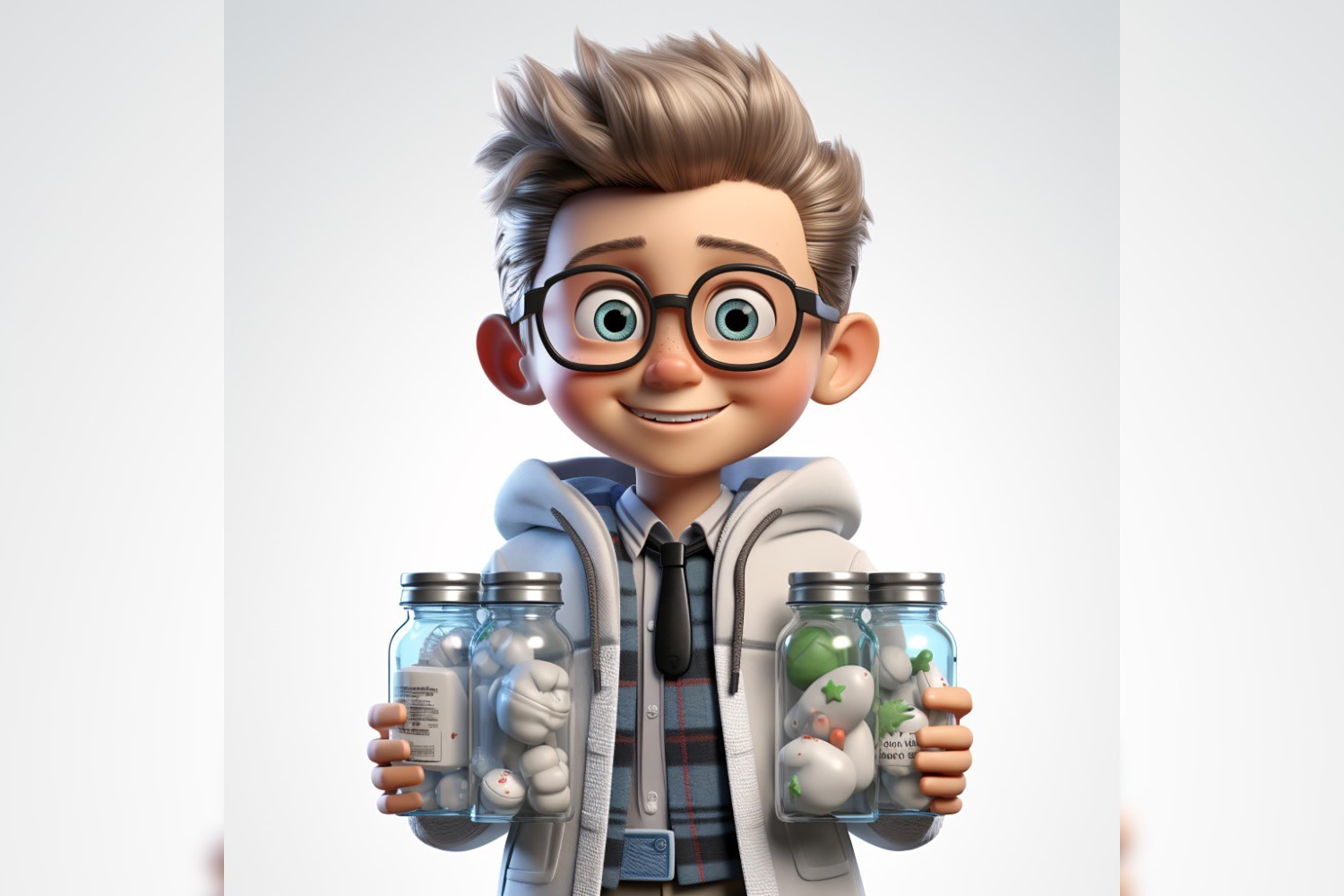 3D Character Child Boy scientist with relevant environment 12