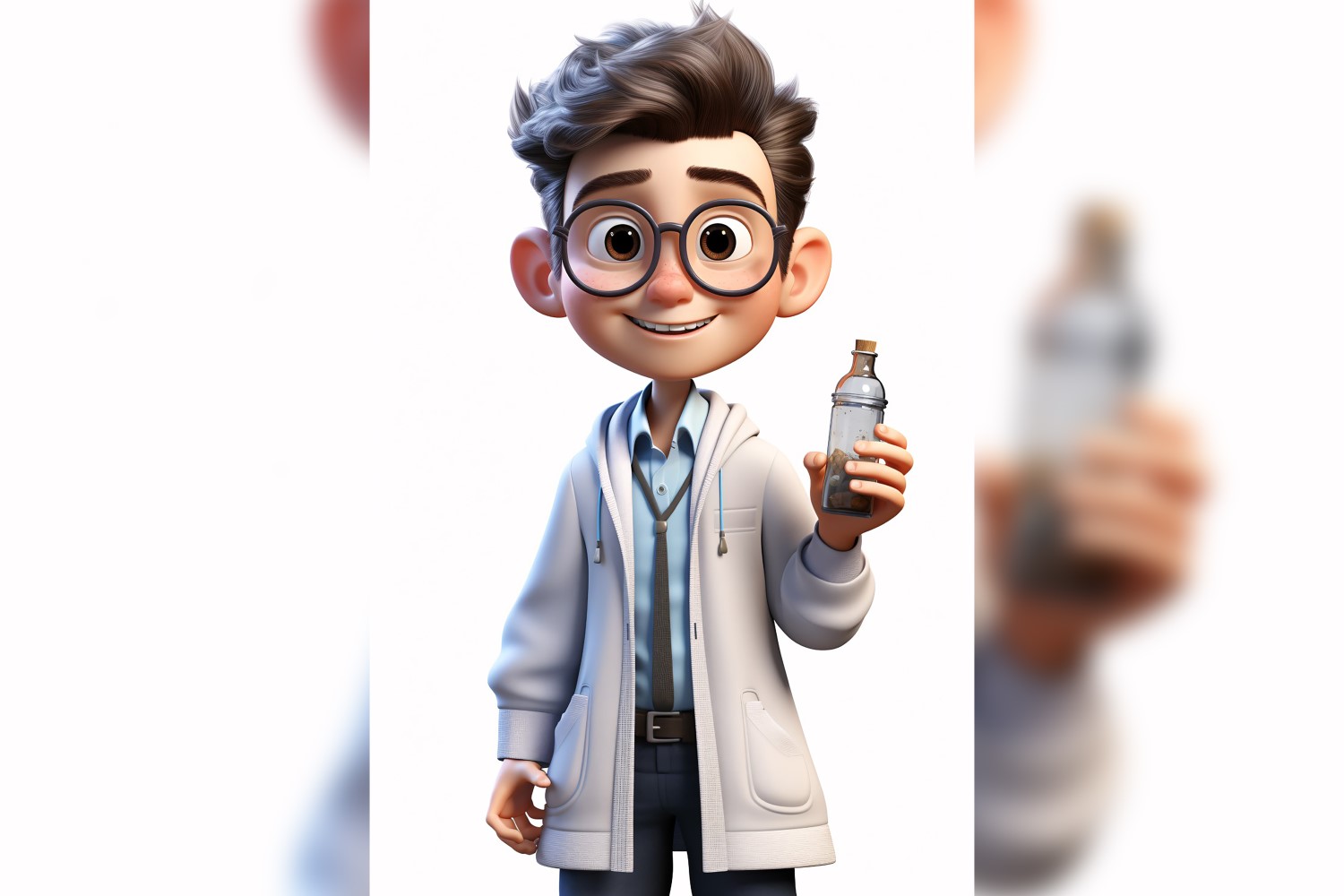 3D Character Child Boy scientist with relevant environment 16