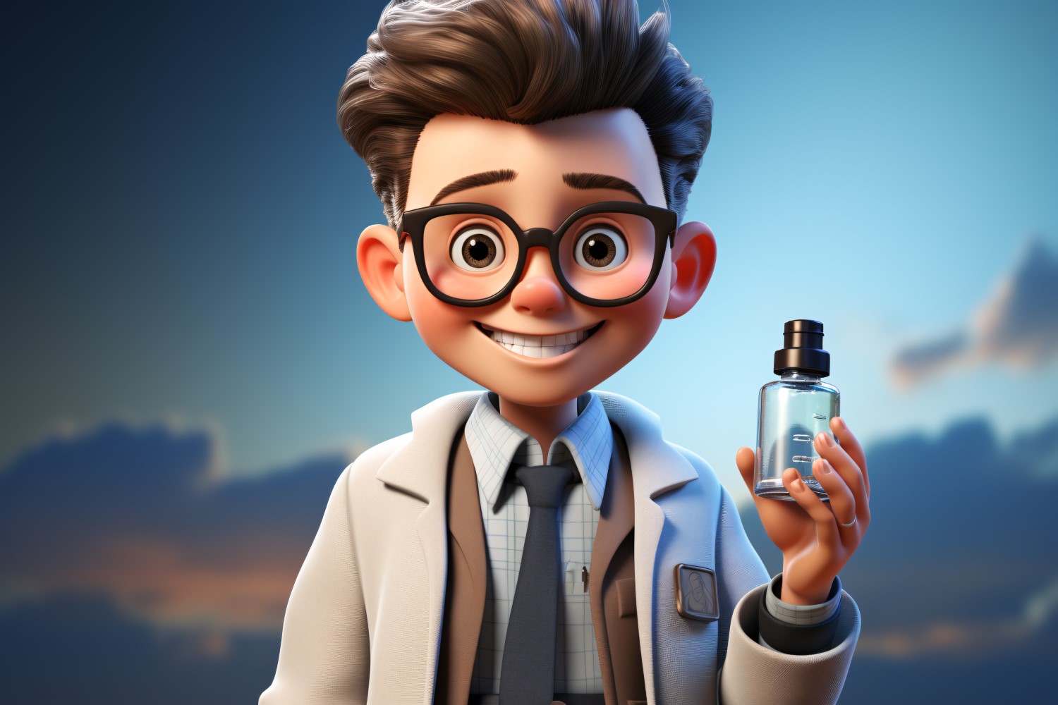 3D Character Child Boy scientist with relevant environment 17