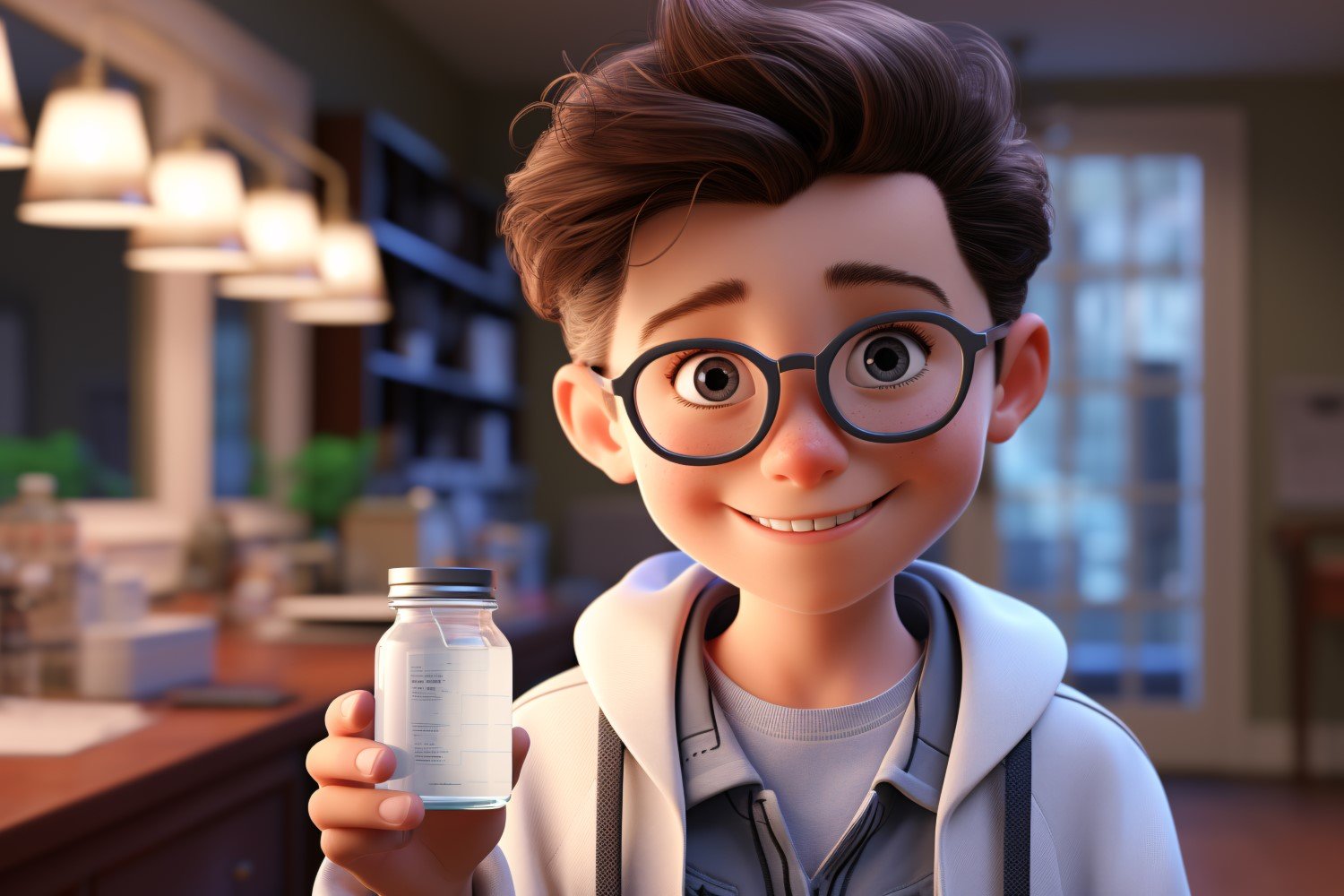 3D Character Child Boy scientist with relevant environment 20