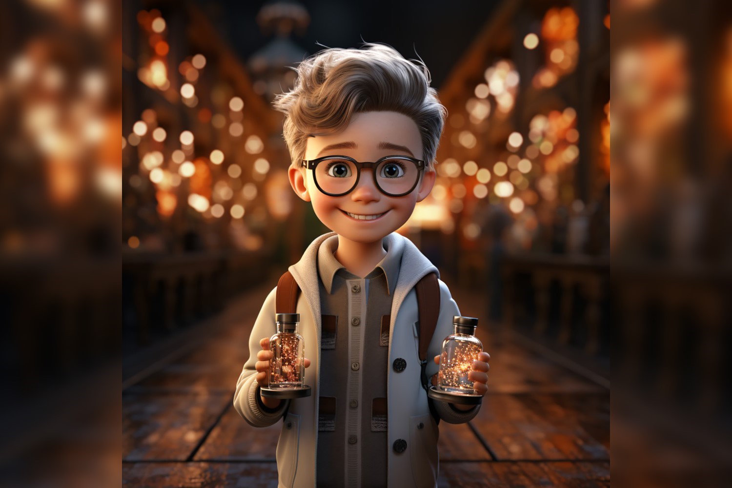 3D Character Child Boy scientist with relevant environment 21