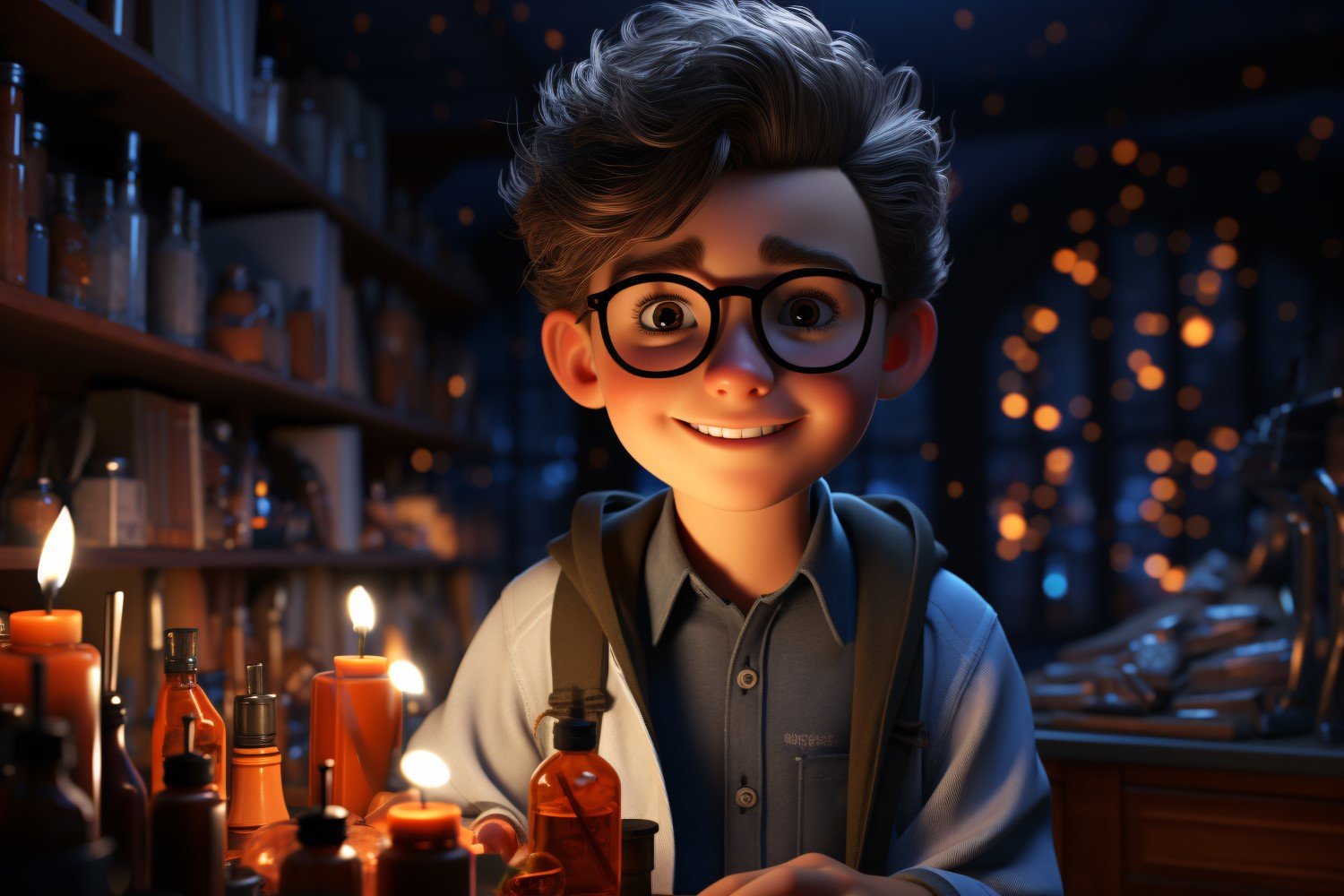 3D Character Child Boy scientist with relevant environment 22