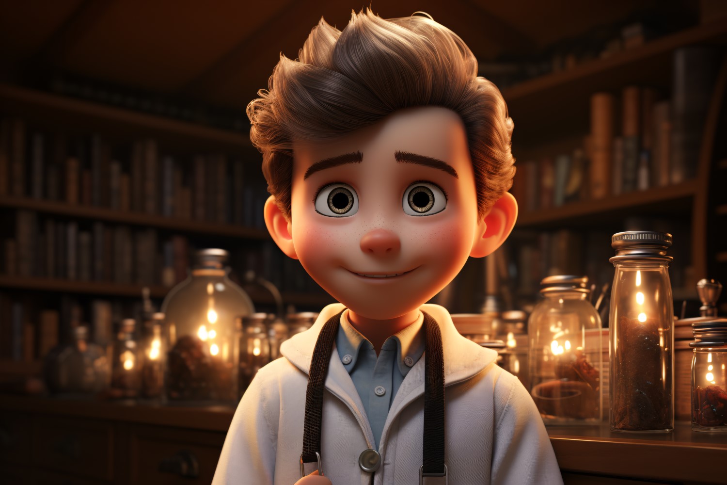 3D Character Child Boy scientist with relevant environment 23