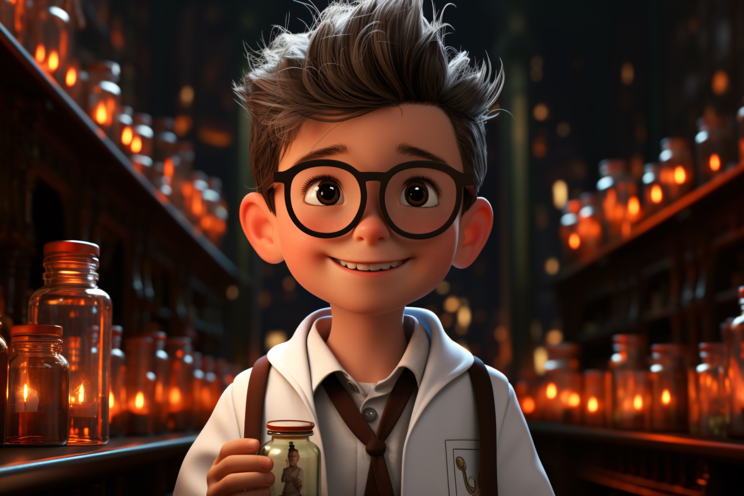 3D Character Child Boy scientist with relevant environment 24