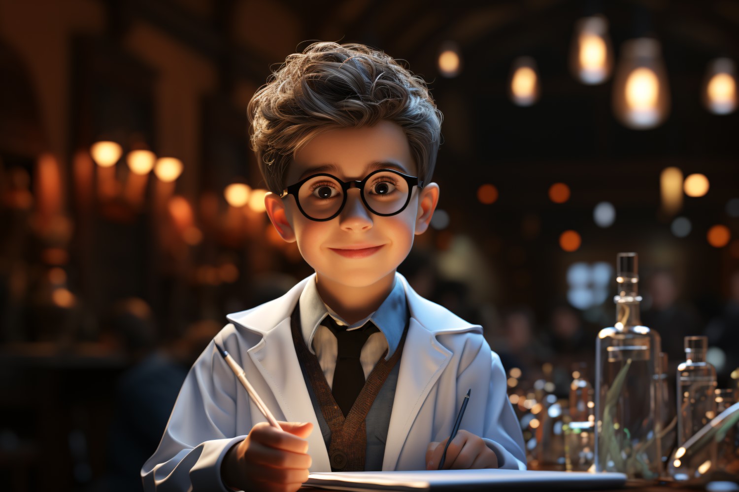 3D Character Child Boy scientist with relevant environment 26