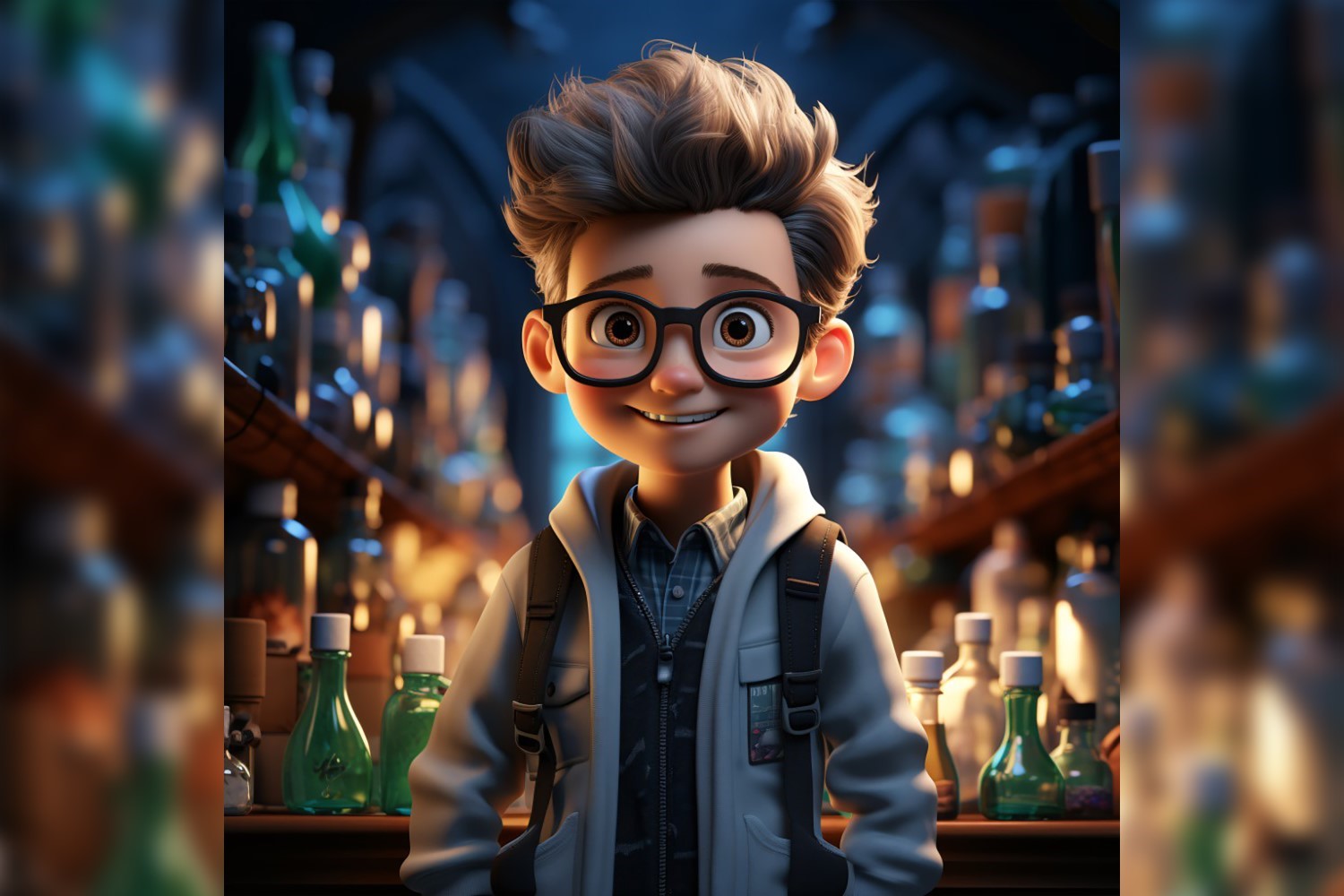 3D Character Child Boy scientist with relevant environment 28