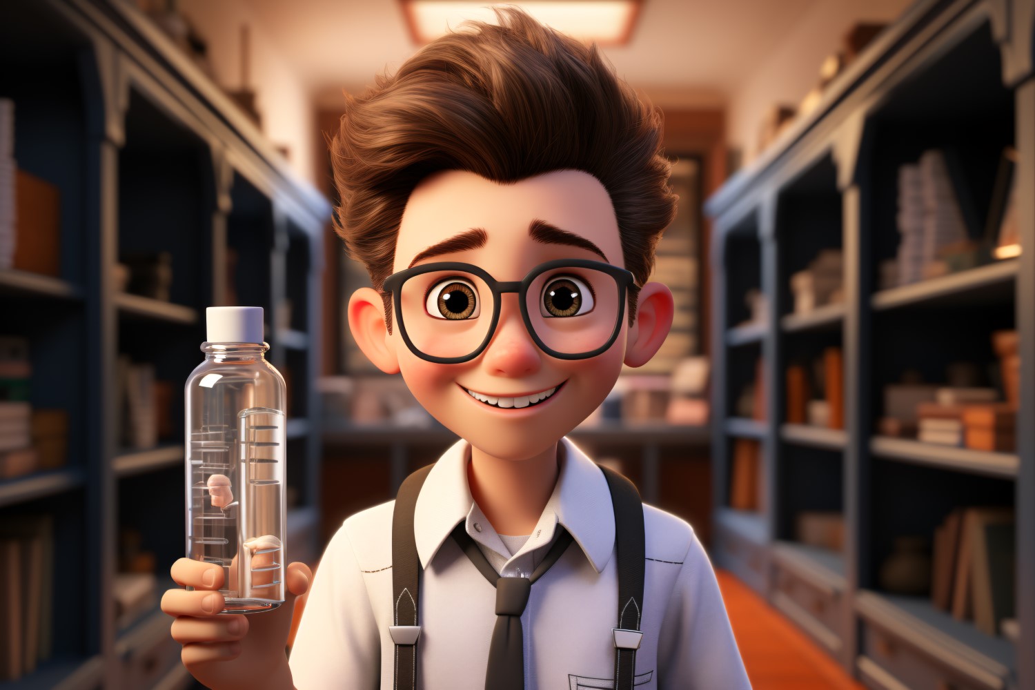 3D Character Child Boy scientist with relevant environment 29