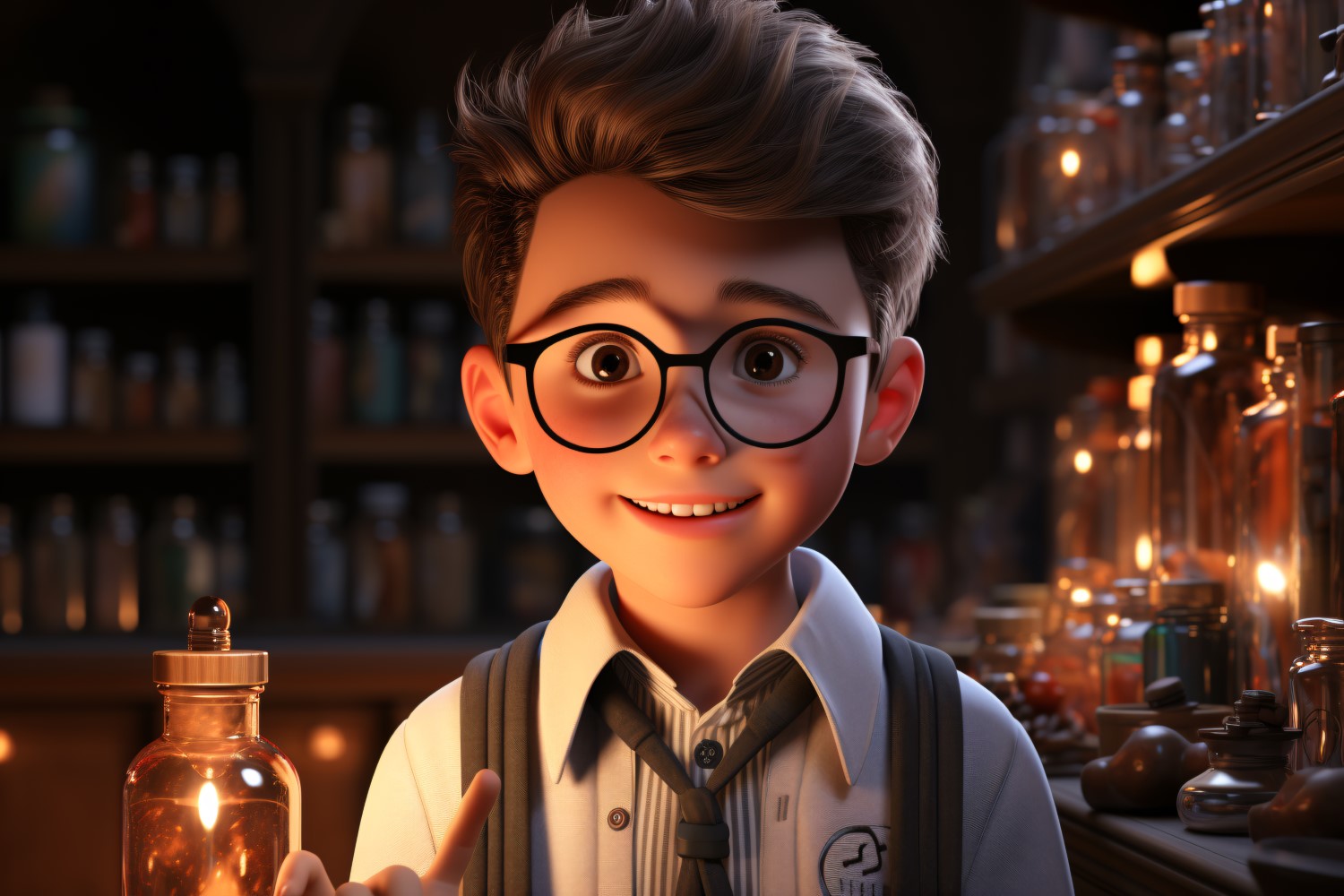 3D Character Child Boy scientist with relevant environment 30