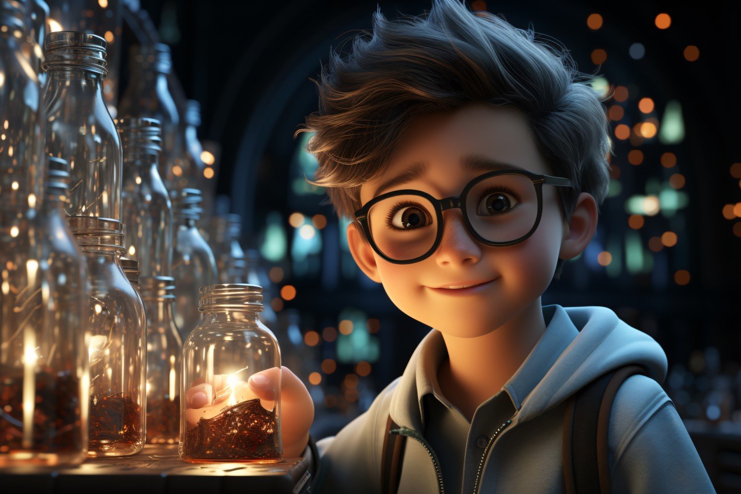 3D Character Child Boy scientist with relevant environment 32