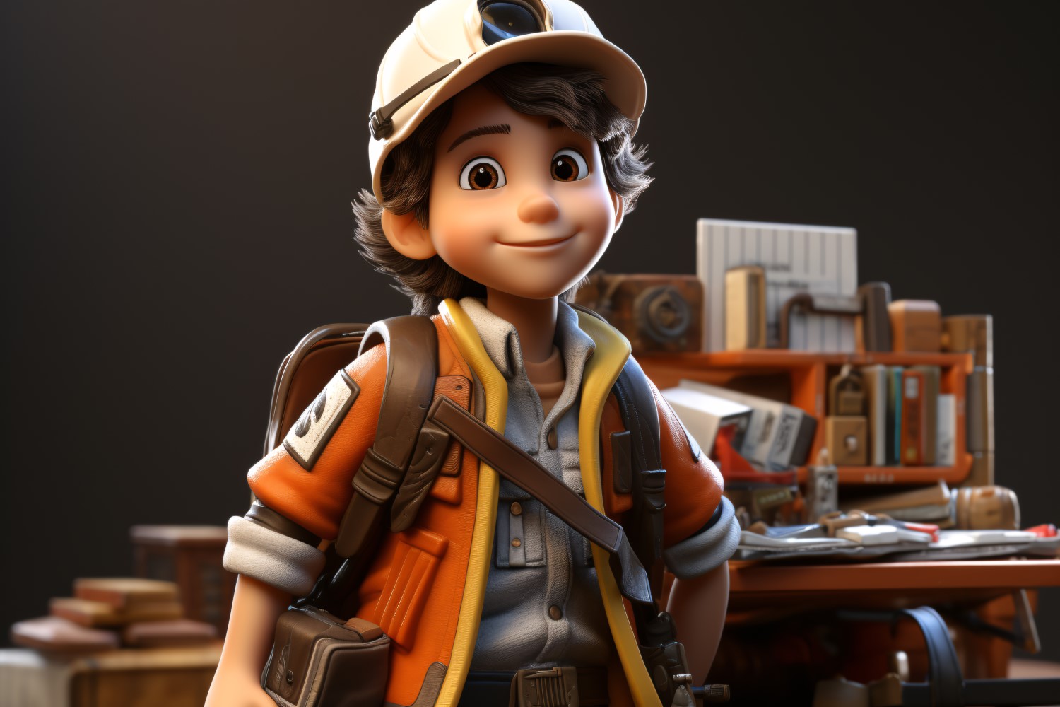 3D Character Child Boy Surveyor with relevant environment 1