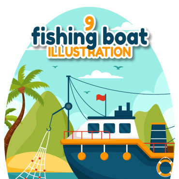 Boat Fishing Illustrations Templates 418778