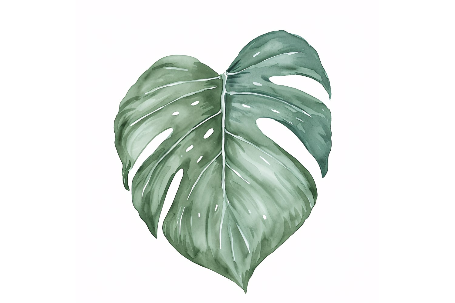 Philodendron Leaves Watercolour Style Painting 2