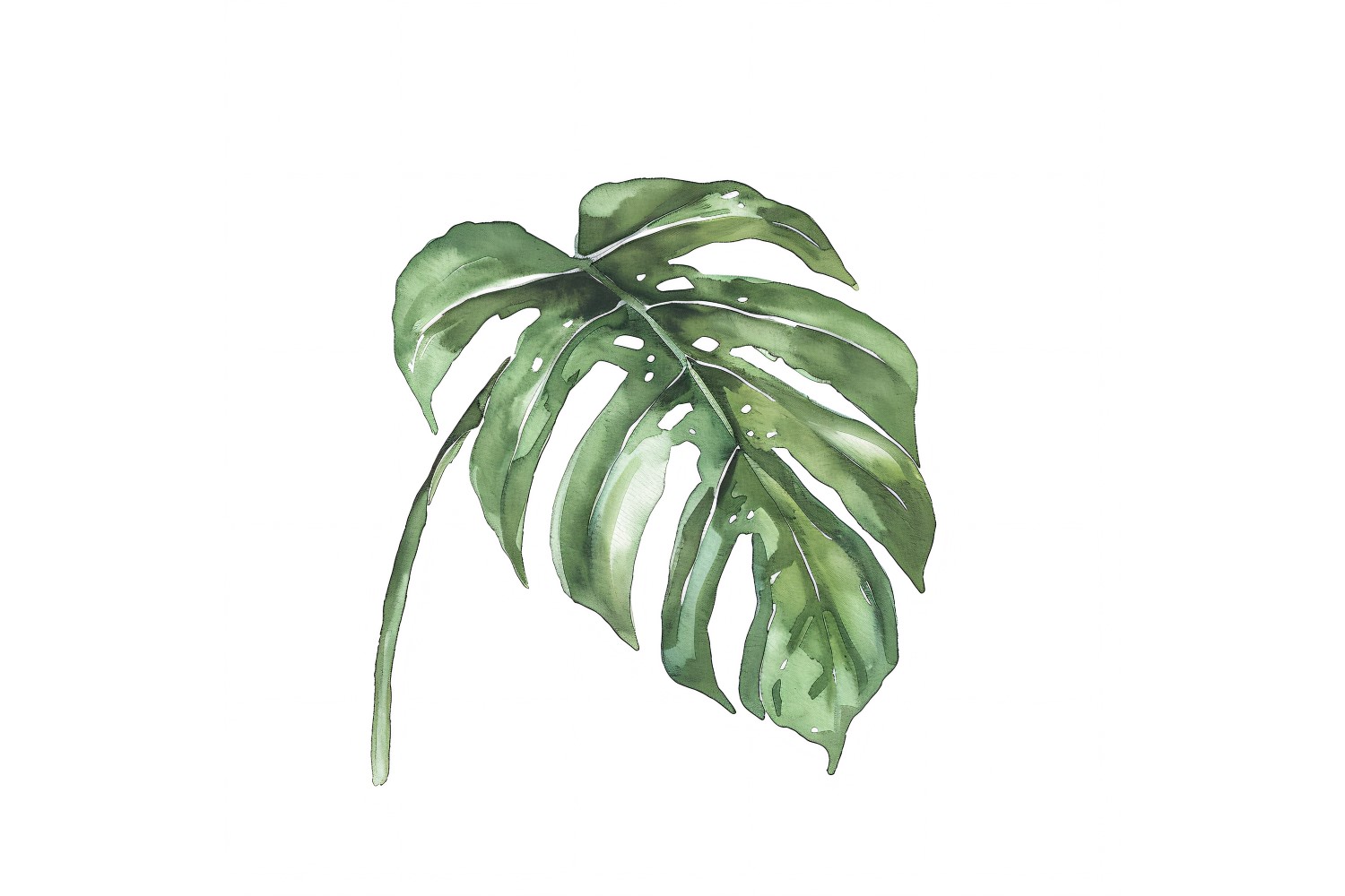 Philodendron Leaves Watercolour Style Painting 1