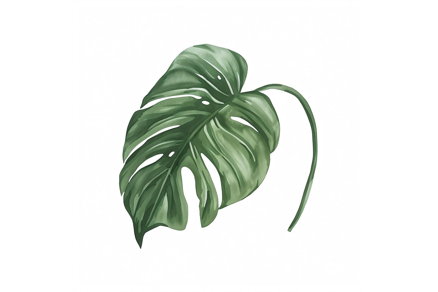 Philodendron Leaves Watercolour Style Painting 4