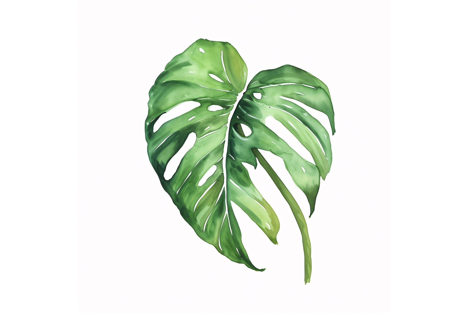 Philodendron Leaves Watercolour Style Painting 3