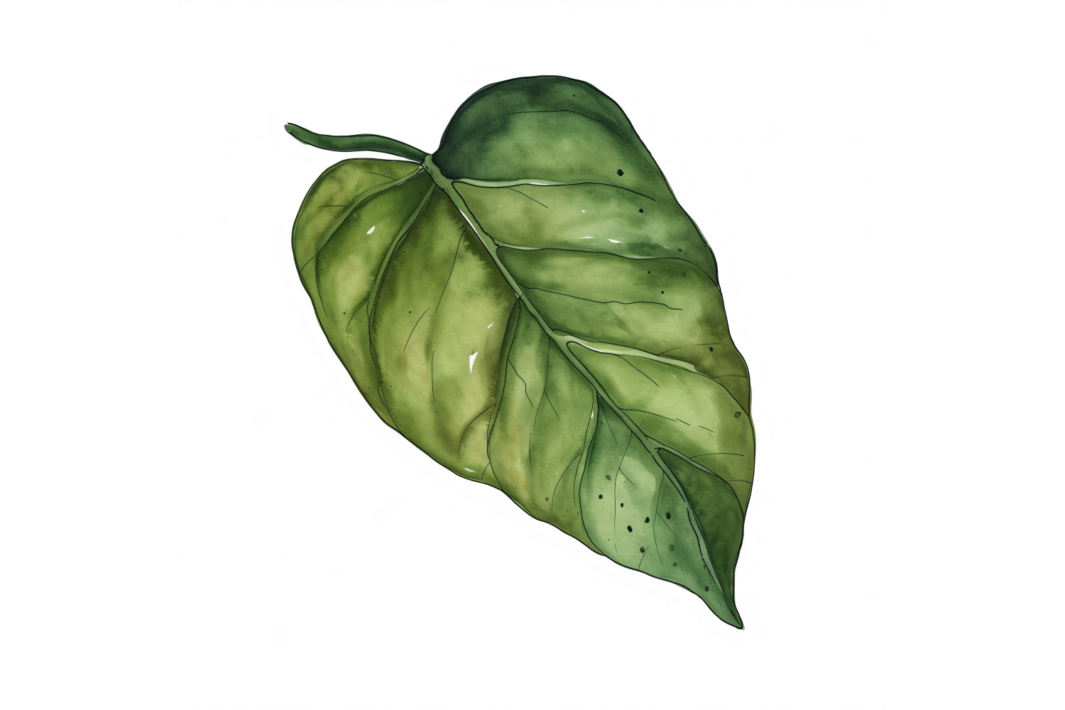 Pothos Leaves Watercolour Style Painting 2