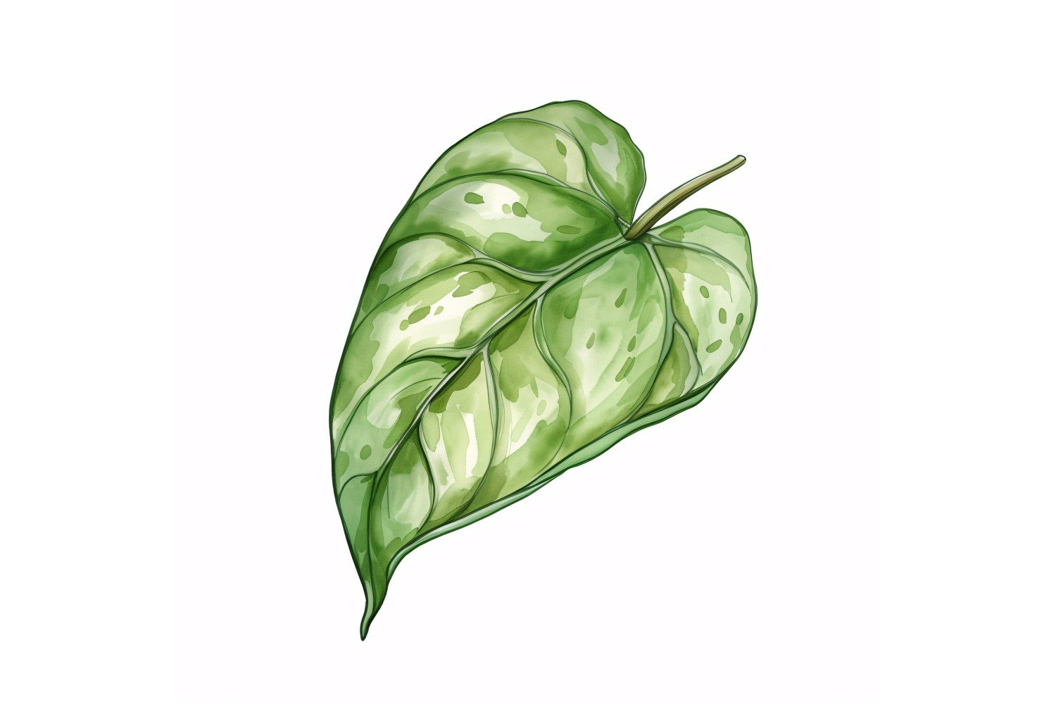 Pothos Leaves Watercolour Style Painting 4