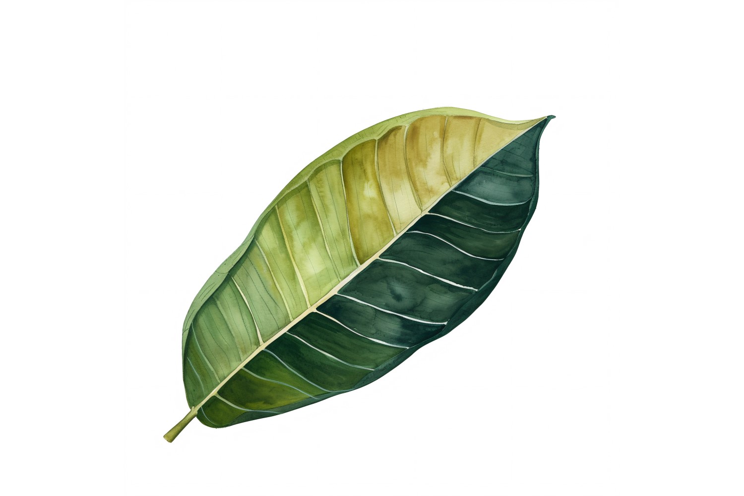 Rubber Leaves Watercolour Style Painting 4