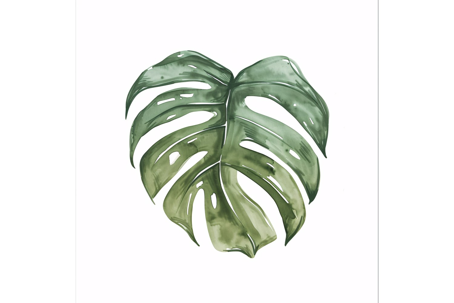 Swiss Cheese Leaves Watercolour Style Painting 1