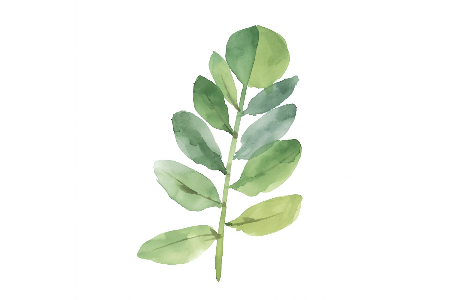 ZZ Plant Leaves Watercolour Style Painting 3