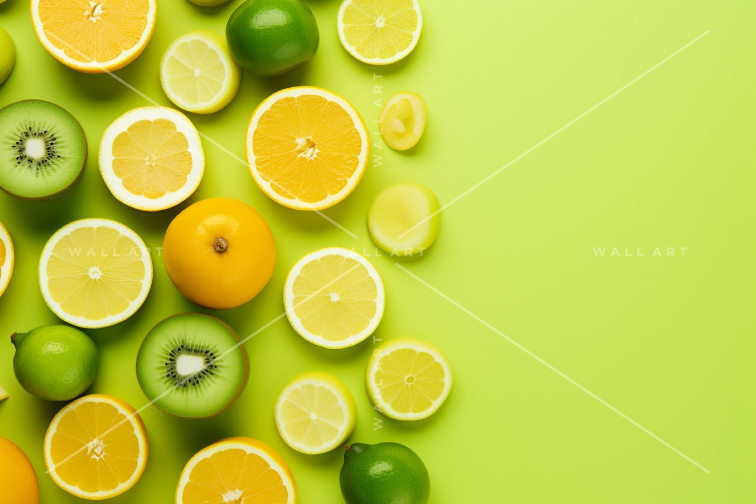 Citrus Fruits Background flat lay on Green Background 1