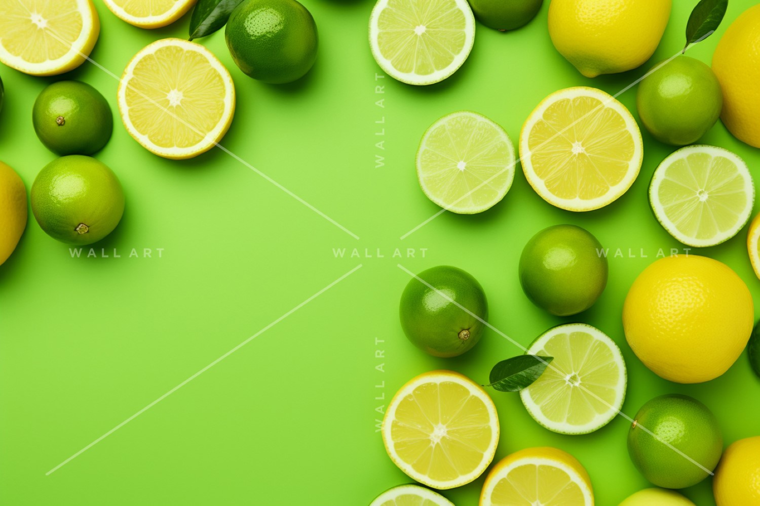 Citrus Fruits Background flat lay on Green Background 6