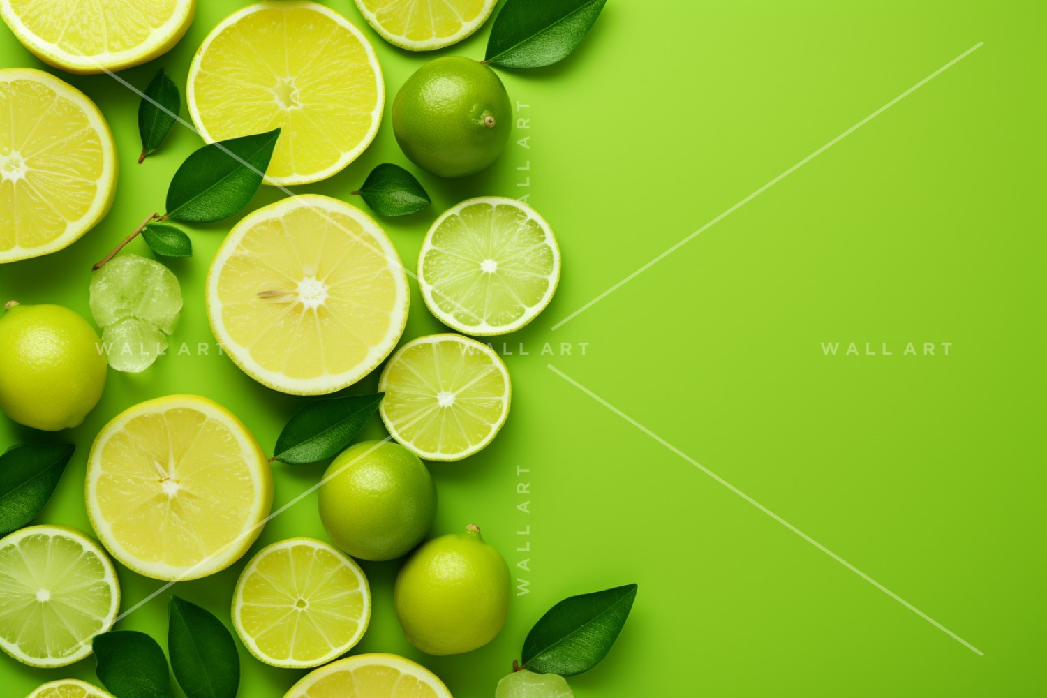 Citrus Fruits Background flat lay on Green Background 12