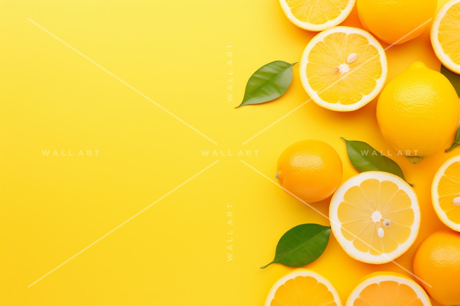 Citrus Fruits Background flat lay on yellow Background 17