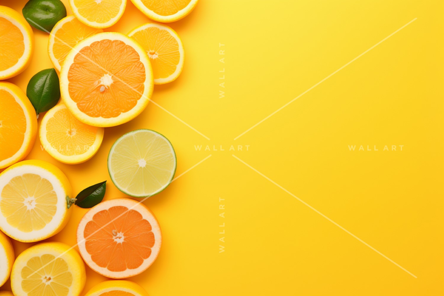 Citrus Fruits Background flat lay on yellow Background 19