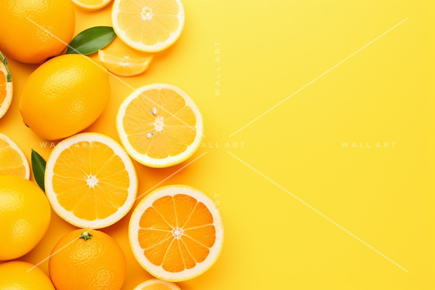 Citrus Fruits Background flat lay on yellow Background 20