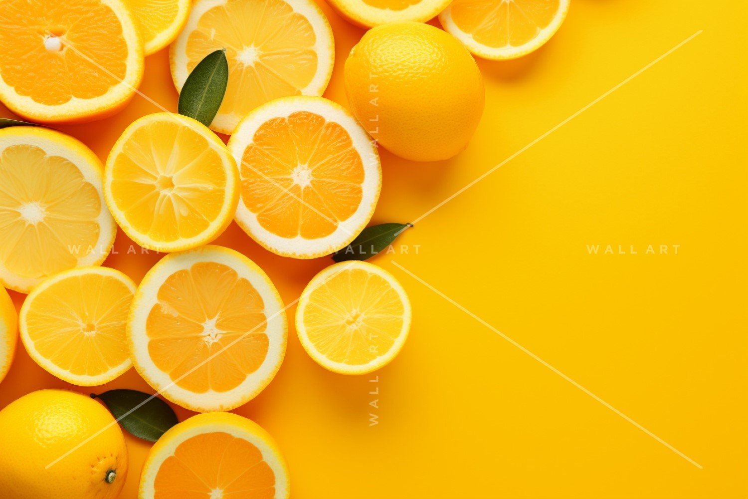 Citrus Fruits Background flat lay on yellow Background 24