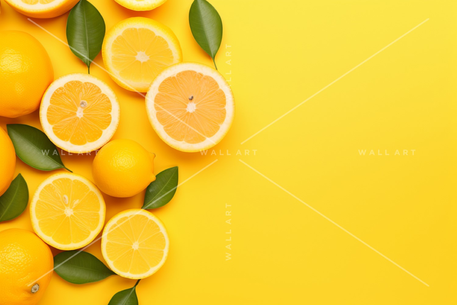 Citrus Fruits Background flat lay on yellow Background 25