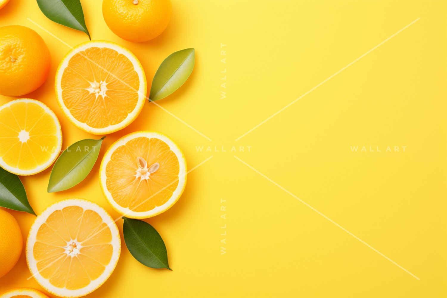 Citrus Fruits Background flat lay on yellow Background 26