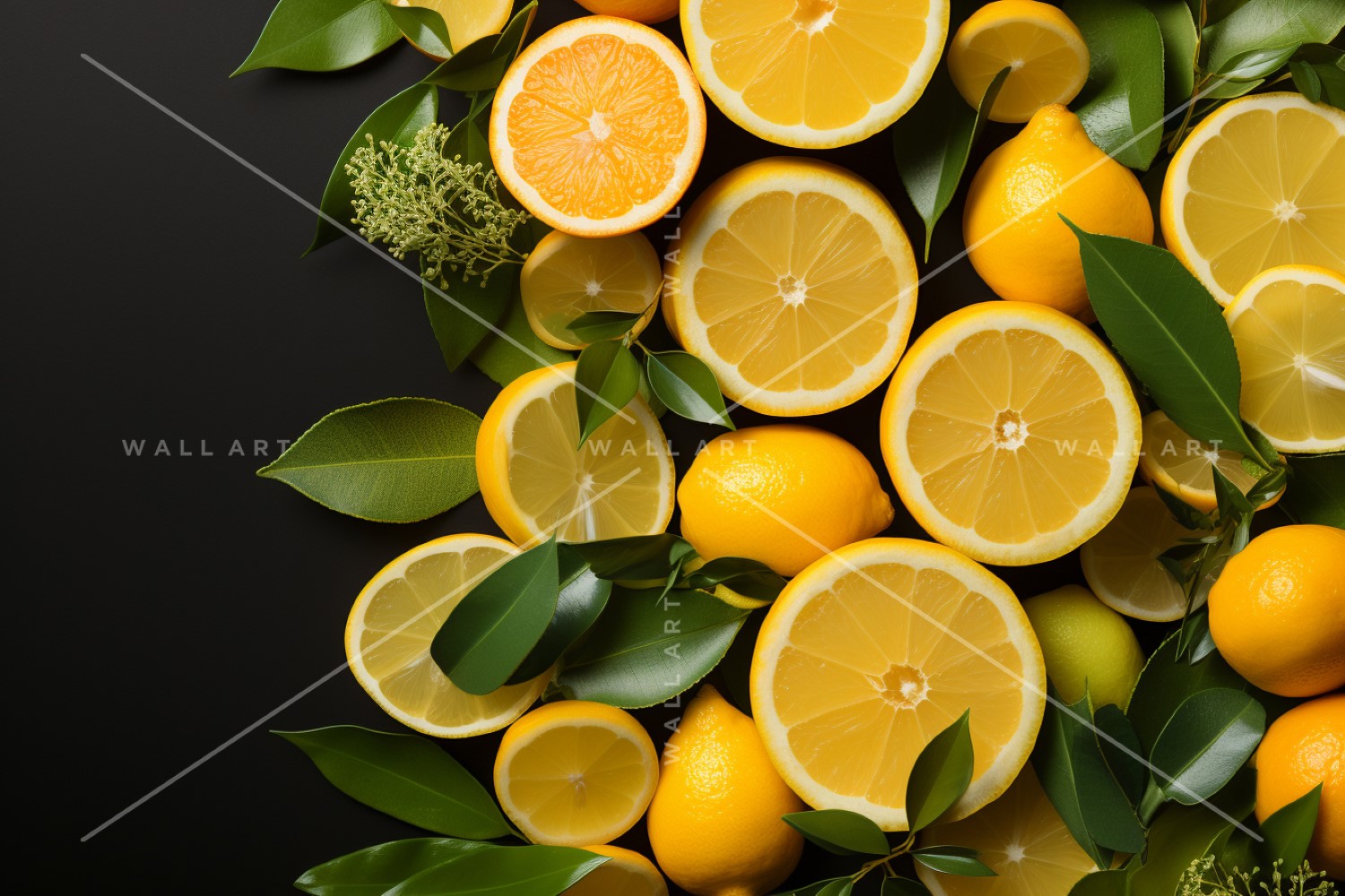 Citrus Fruits Background flat lay on yellow Background 29