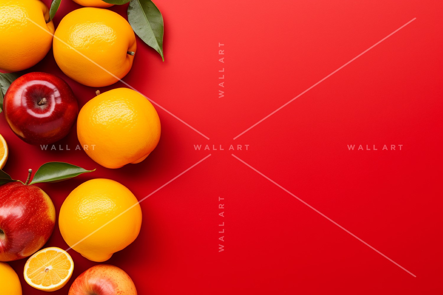 Citrus Fruits Background flat lay on Red Background 35