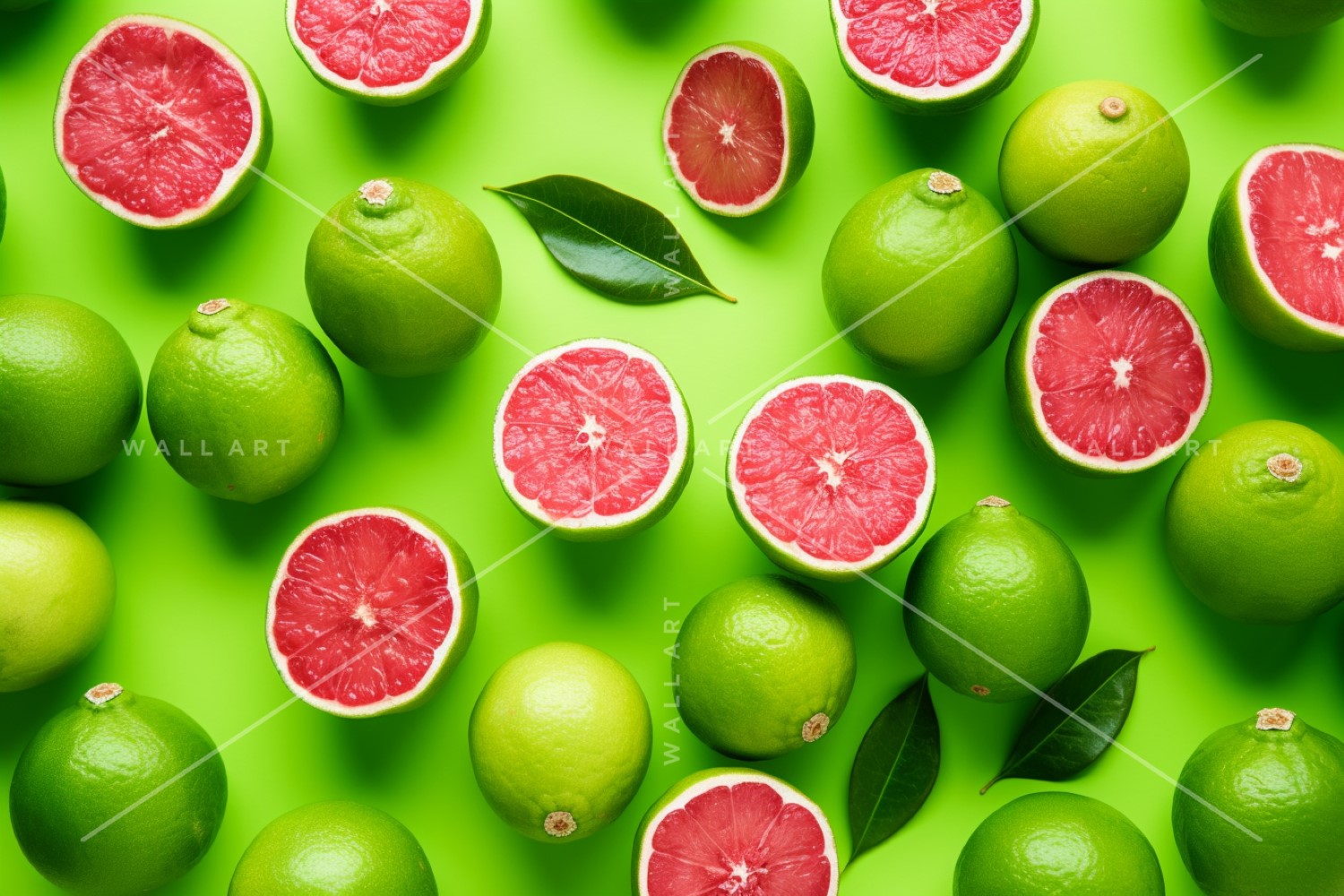 Citrus Fruits Background flat lay on Green Background 38