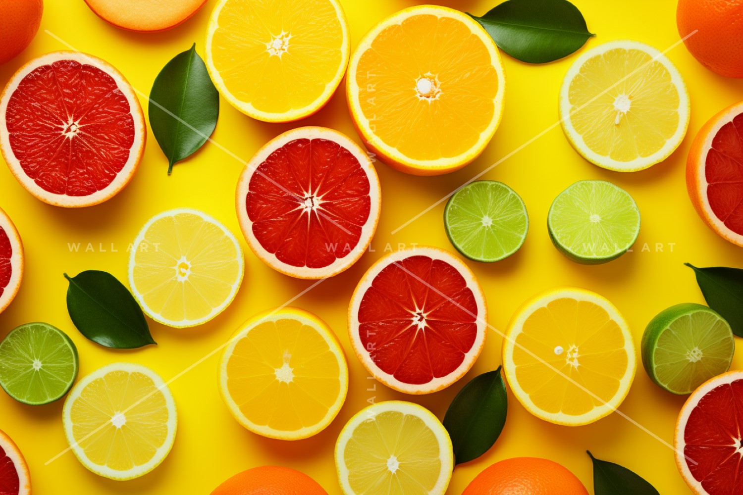 Citrus Fruits Background flat lay on yellow Background 4