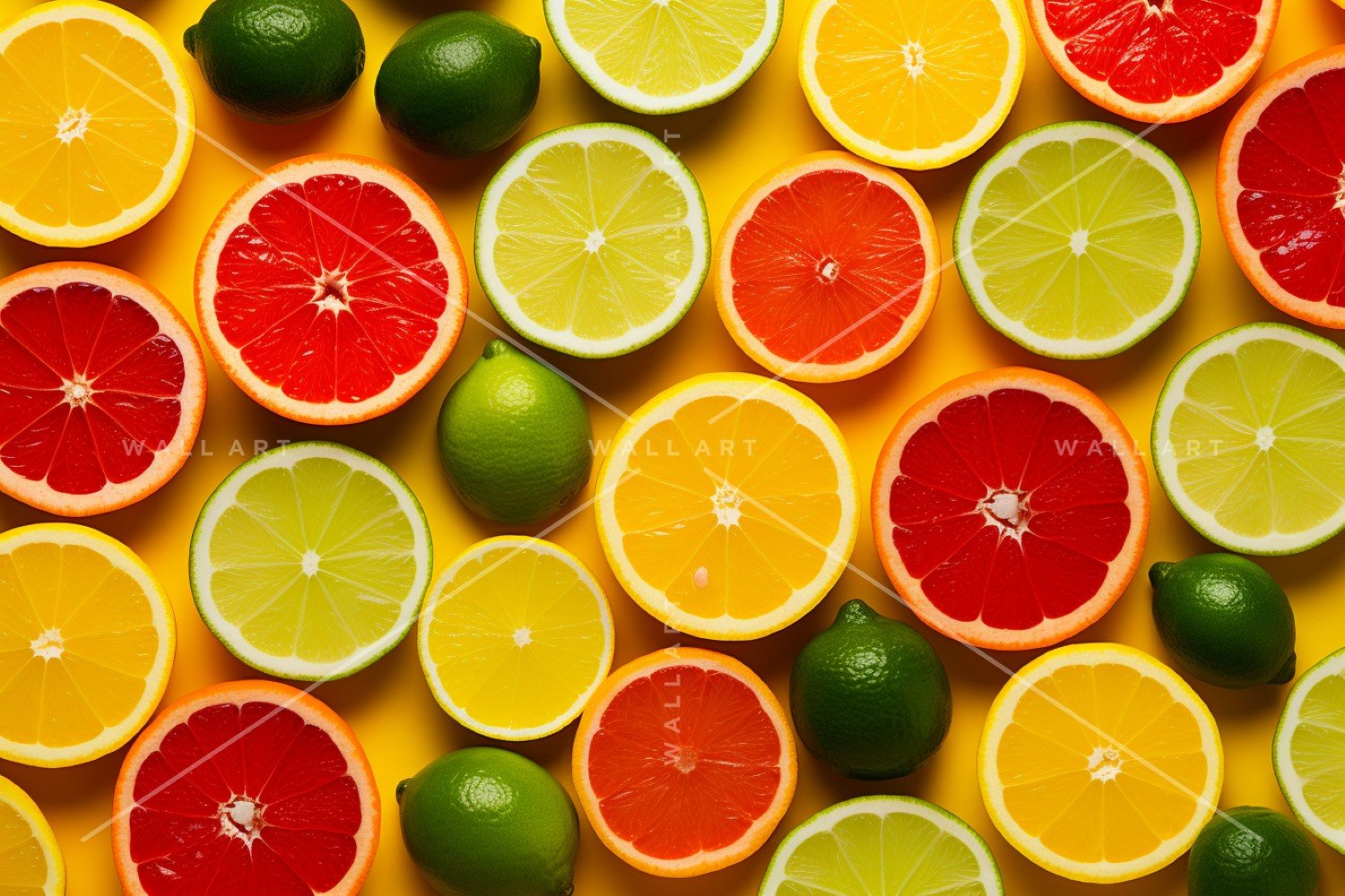 Citrus Fruits Background flat lay on yellow Background 47