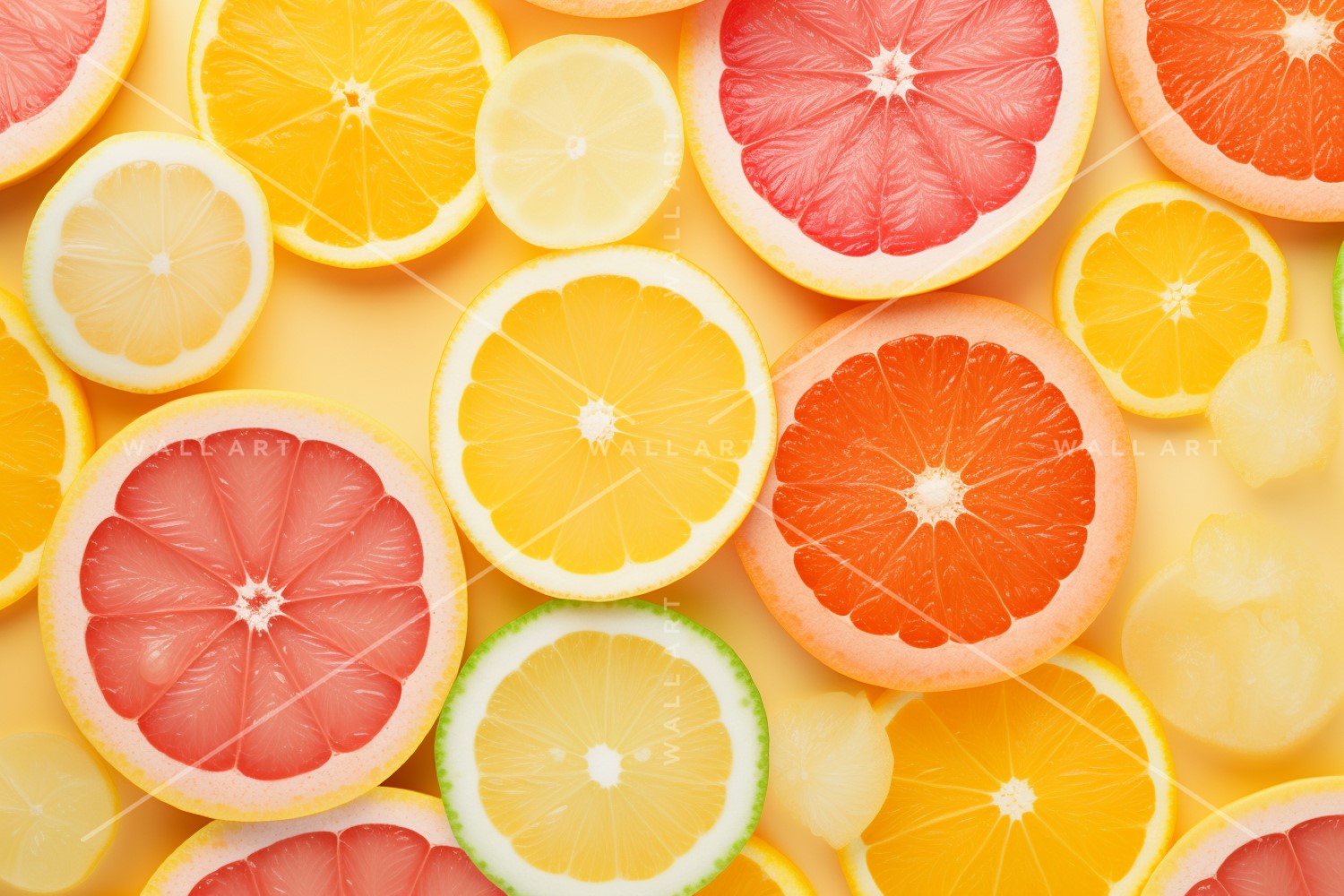 Citrus Fruits Background flat lay on yellow BackgroundCitrus 79