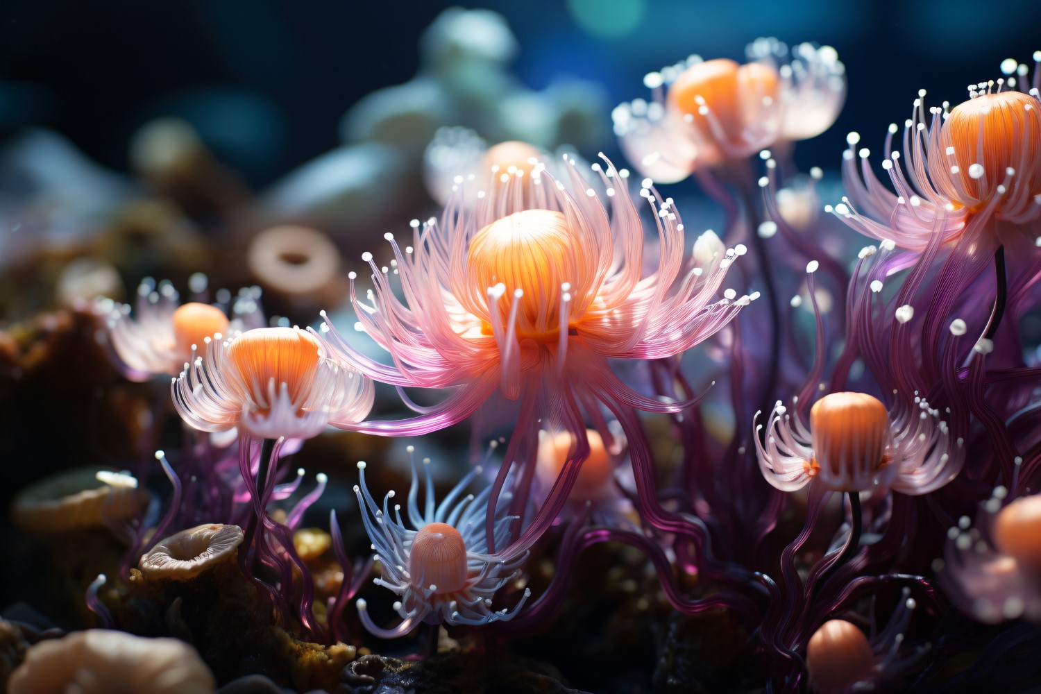 Sea Anemone Glowing Underwater Scene 2