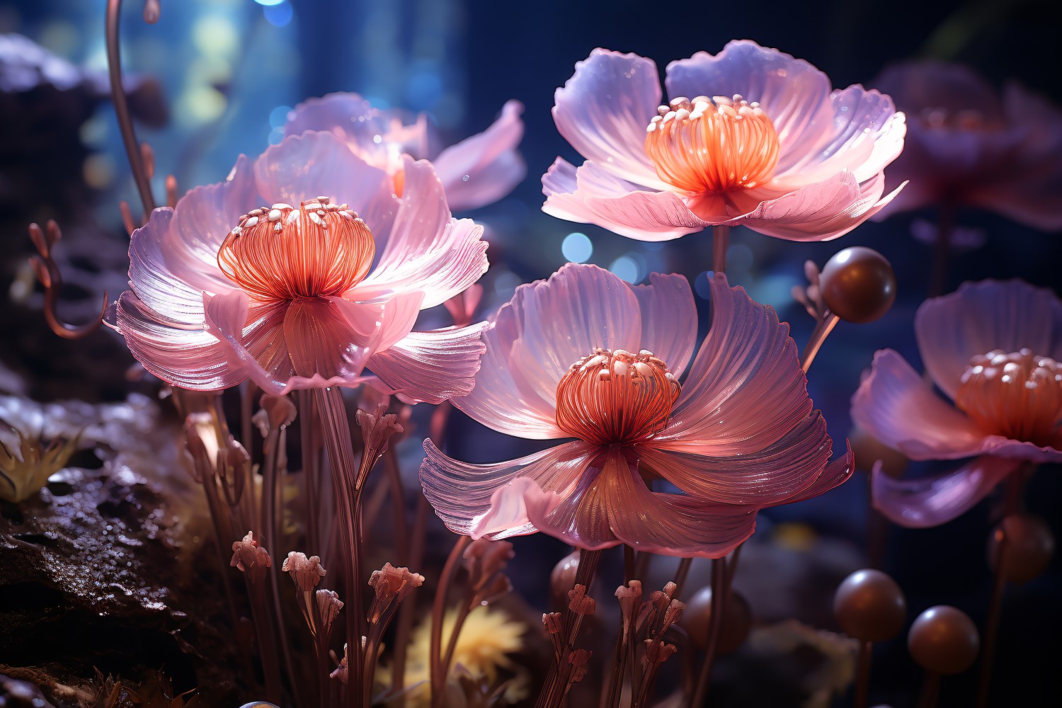 Sea Anemone Glowing Underwater Scene 11