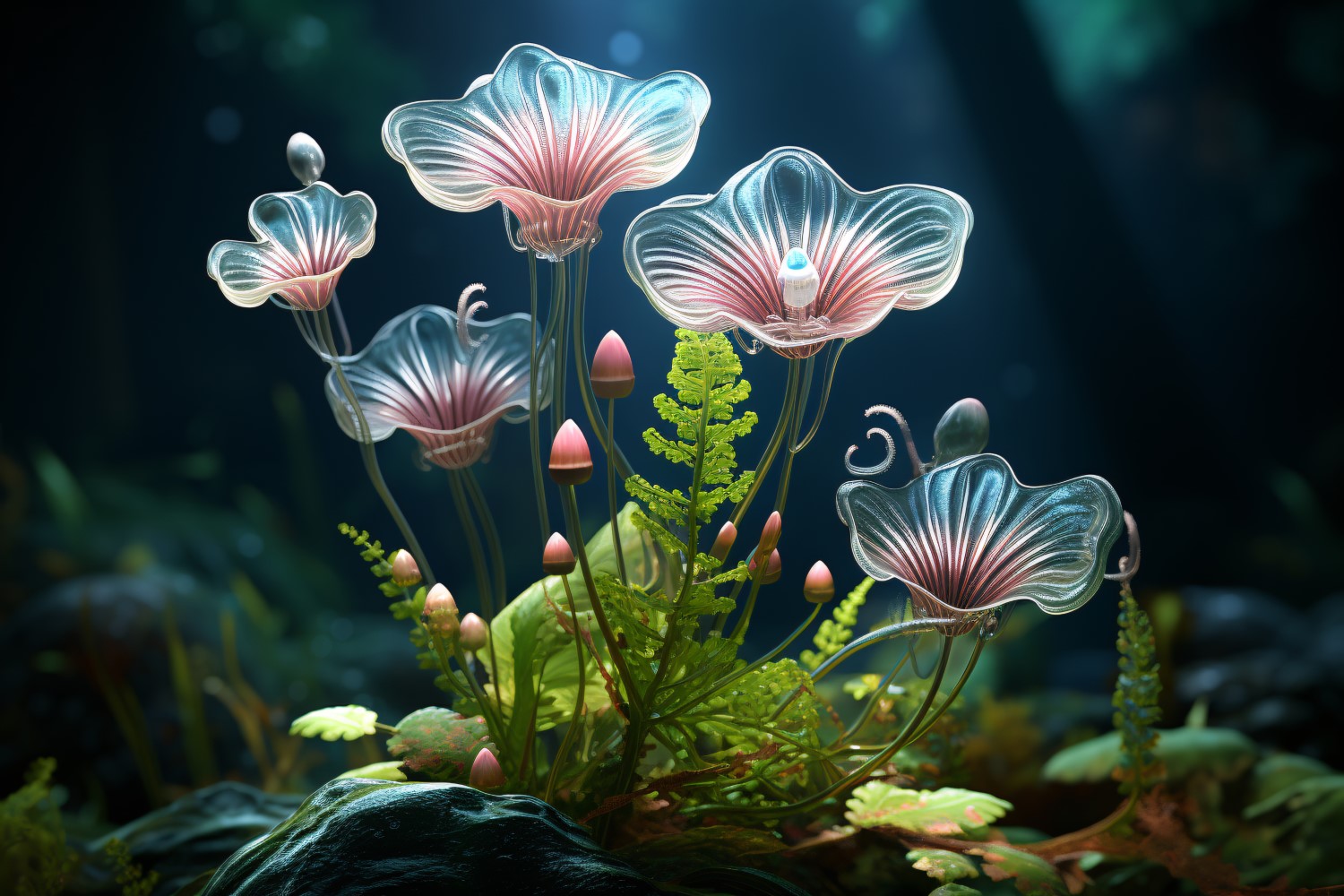 Sea Anemone Glowing Underwater Scene 15