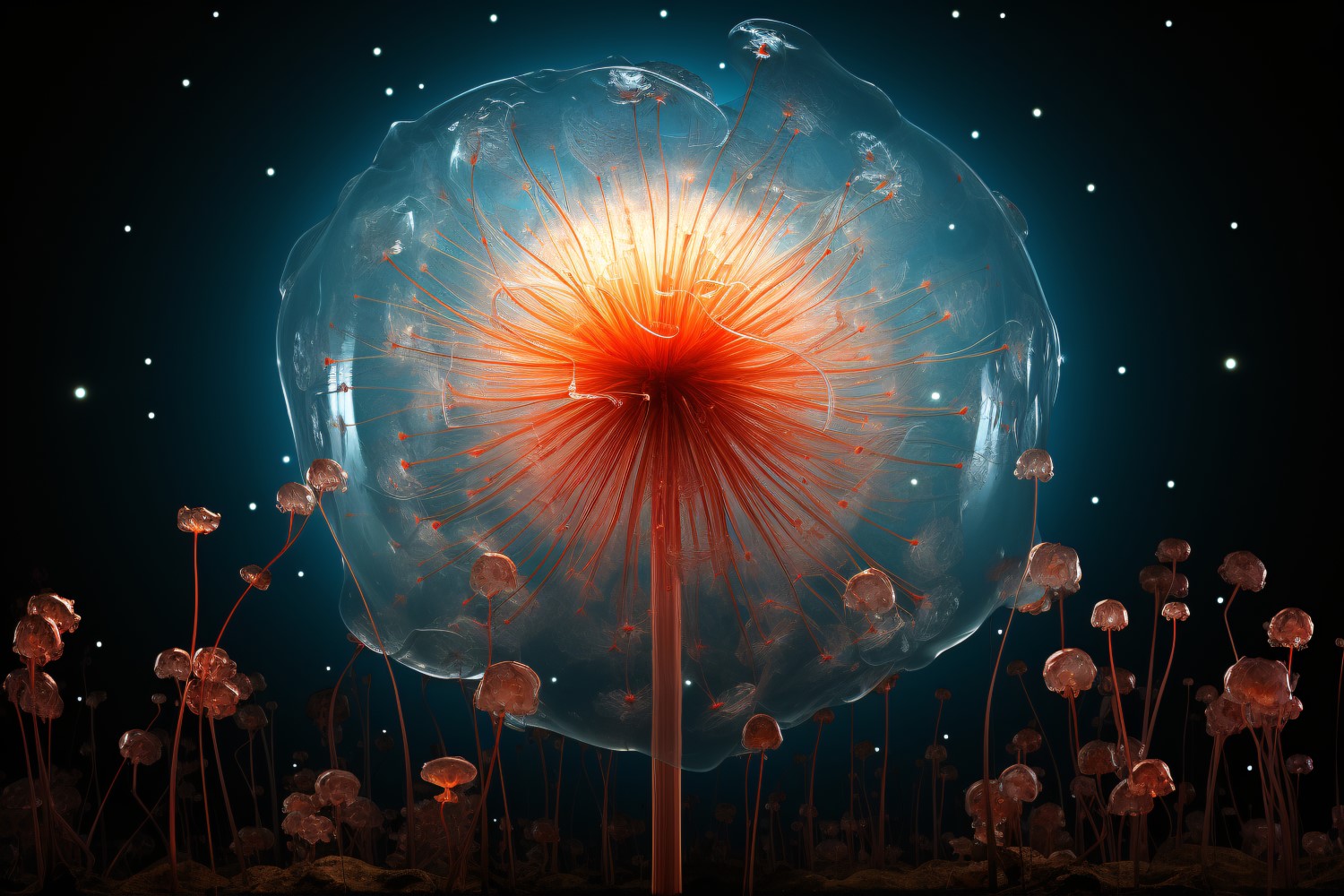 Sea Anemone Glowing Underwater Scene 45