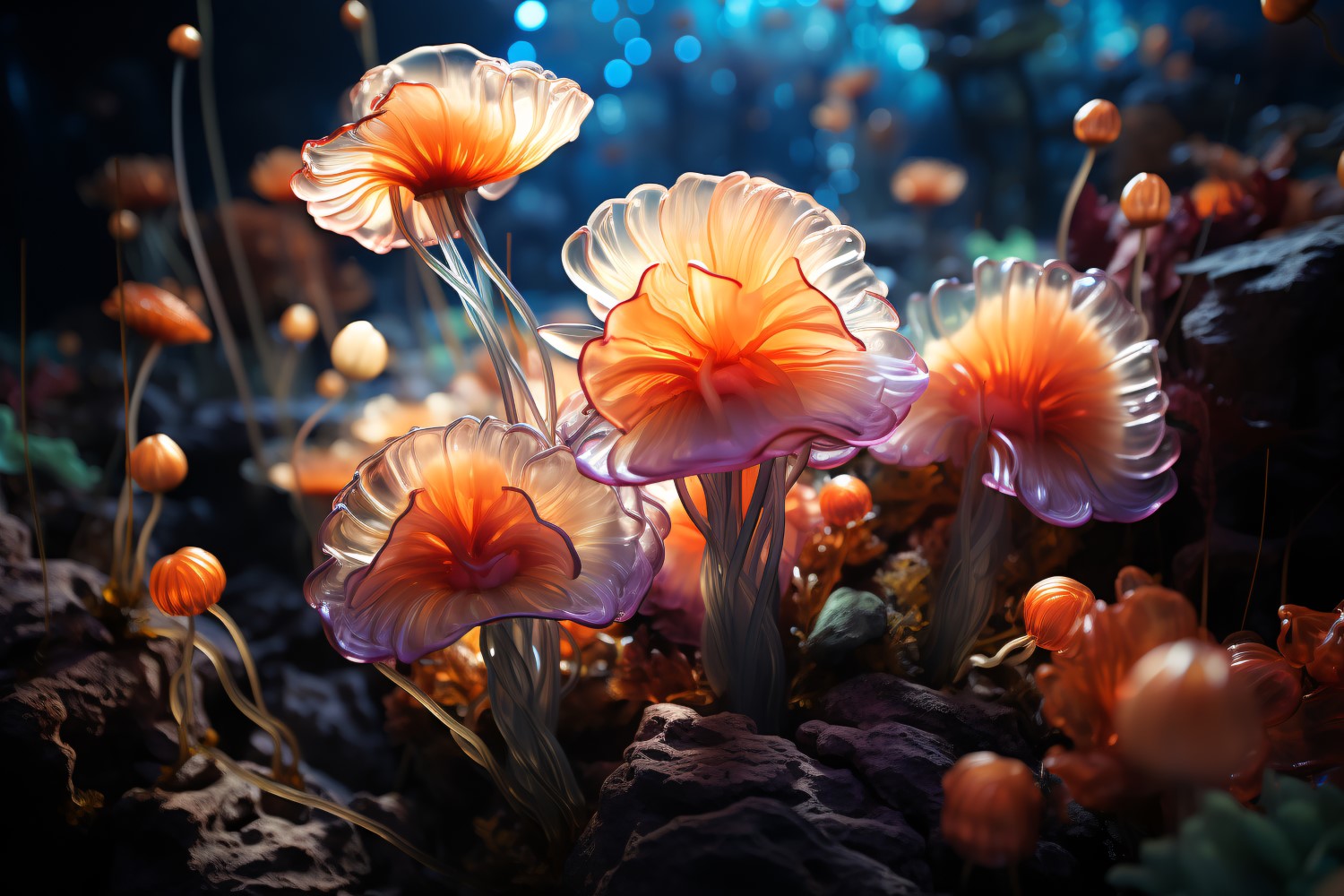 Sea Anemone Glowing Underwater Scene 33