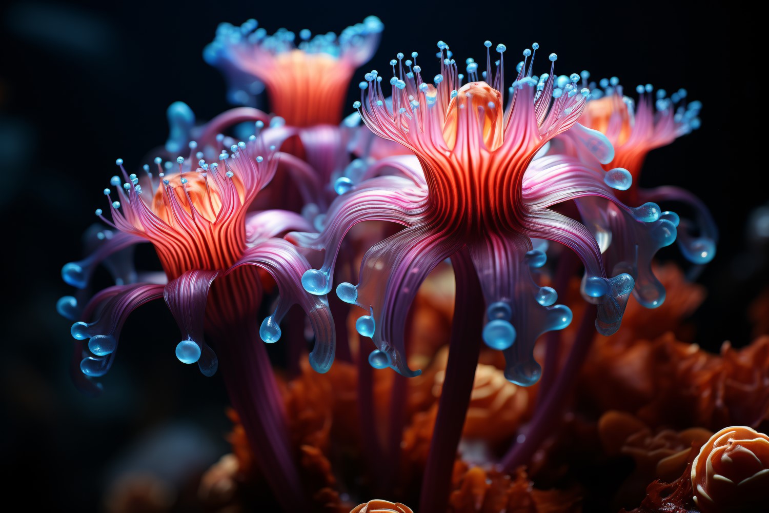 Sea Anemone Glowing Underwater Scene 69