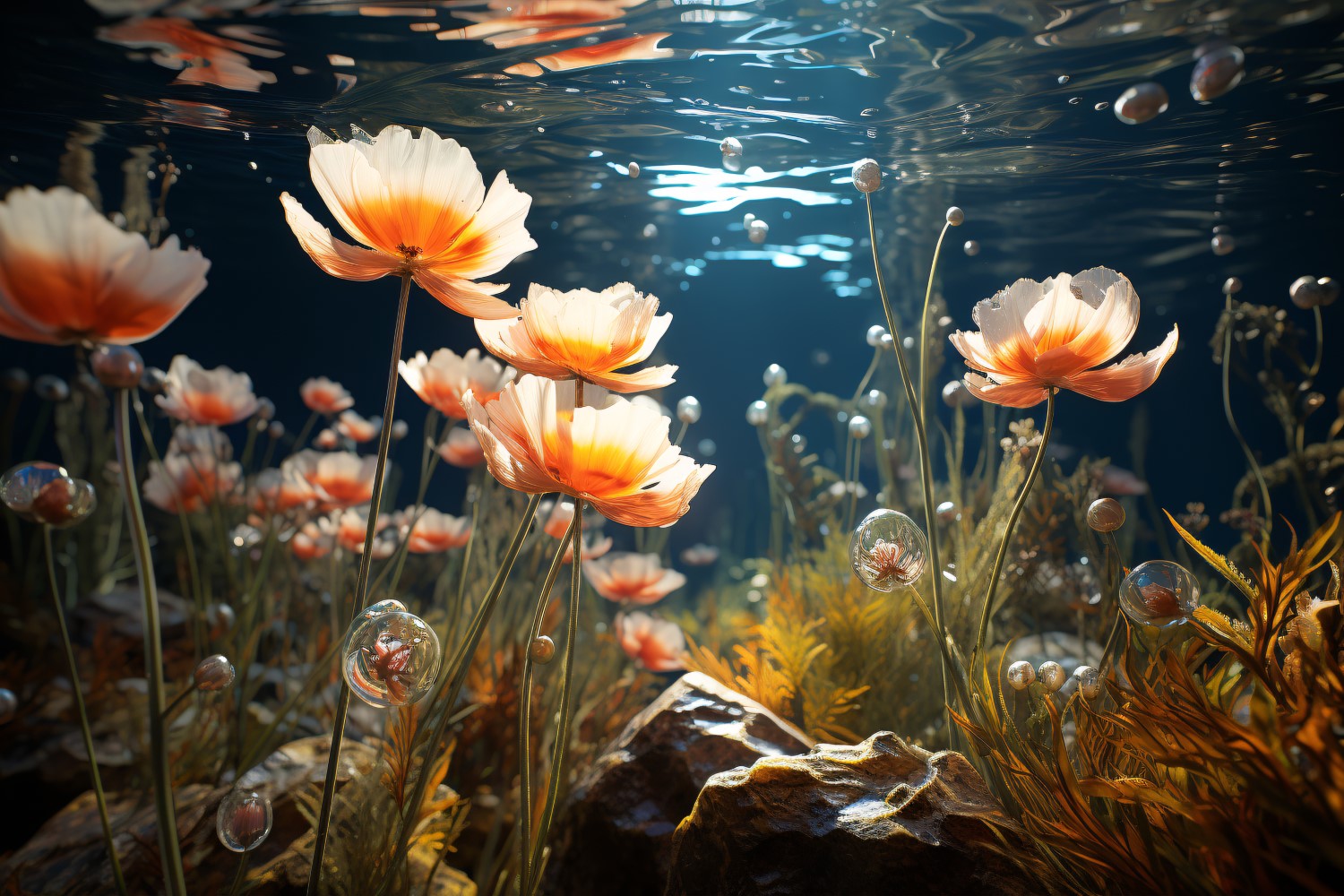 Sea Anemone Glowing Underwater Scene 79