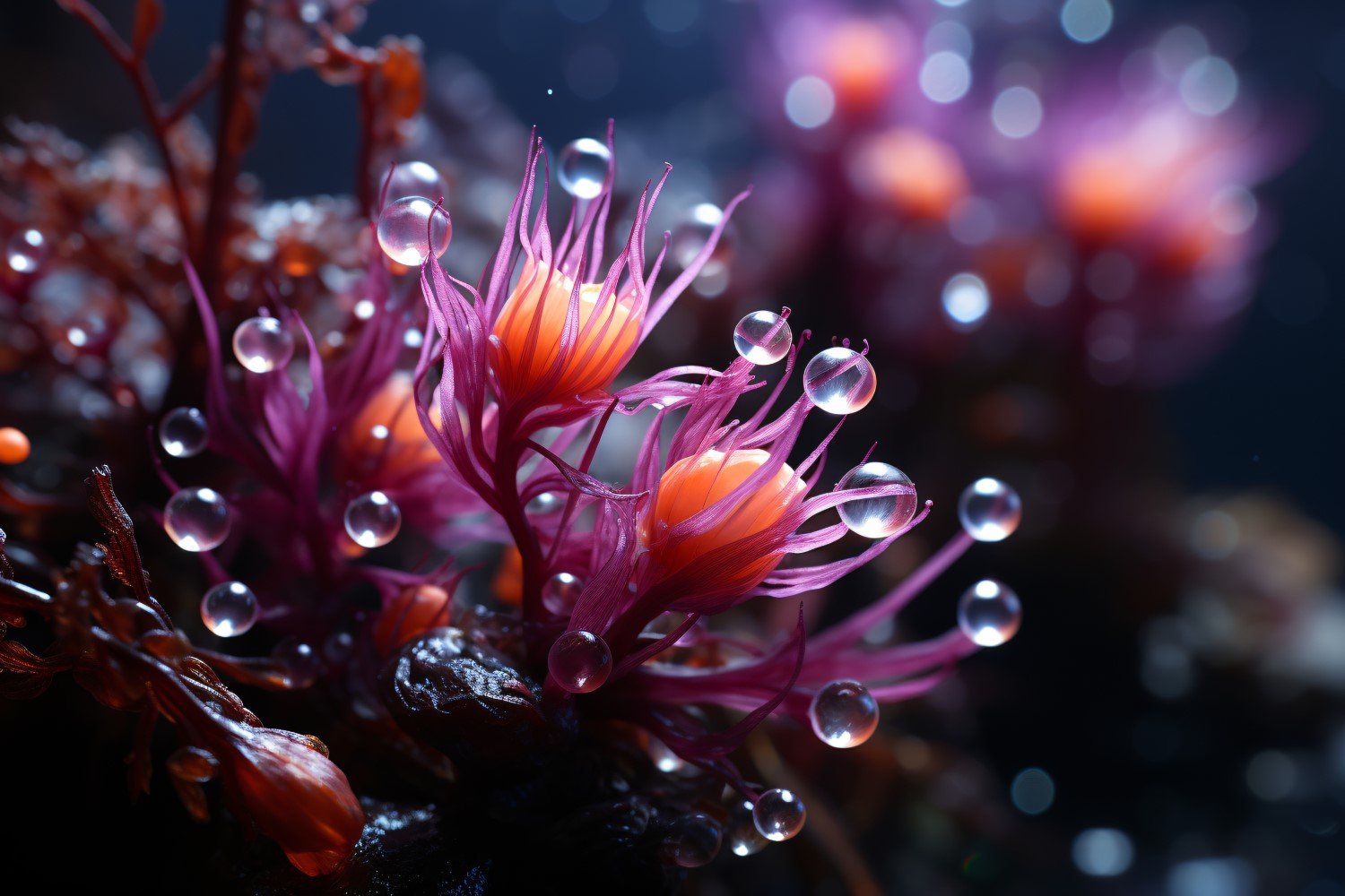 Sea Anemone Glowing Underwater Scene 66